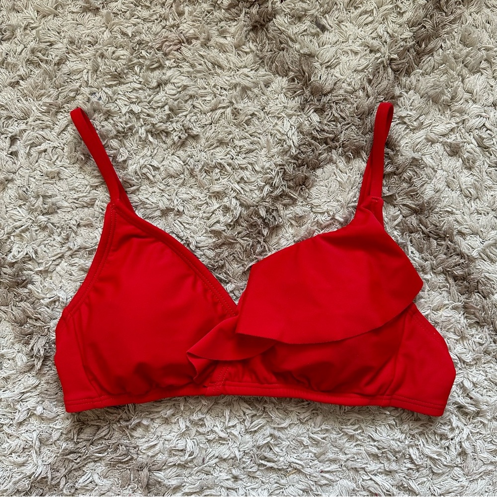 Small red ruffle bikini top | Shade & Shore swimwear